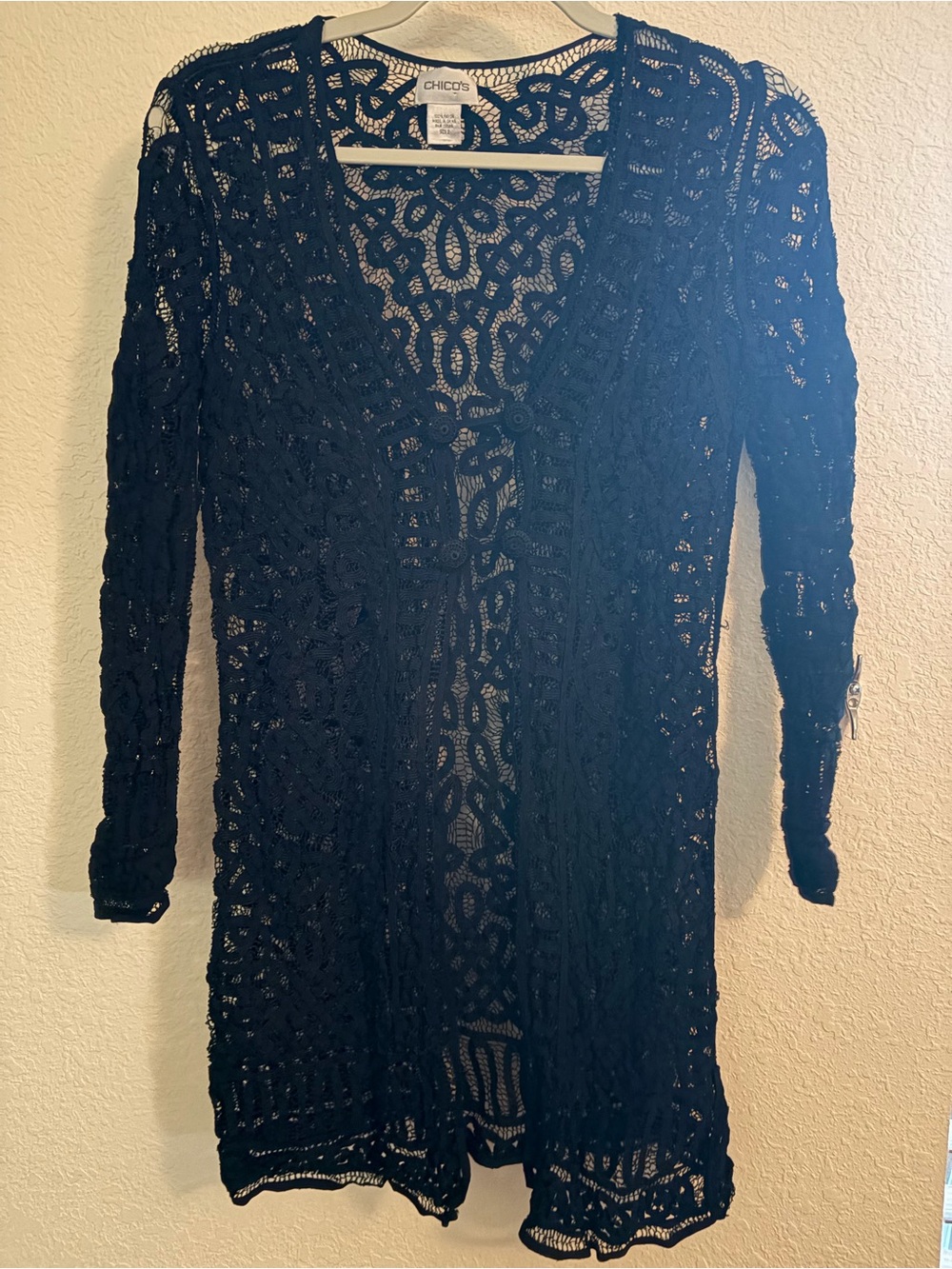 Chico's Black Crochet Long Sleeve